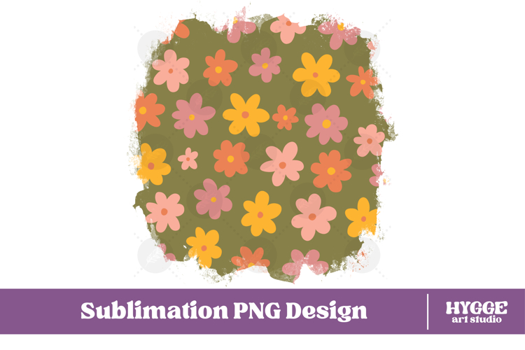 Retro Flowers Background Png Floral Paper Sublimation Splash