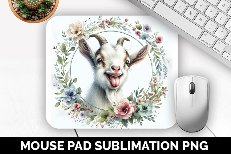 Goat Mouse Pad, Cute Animal Mouse Pad PNG, Animal Lover Gift example image 1