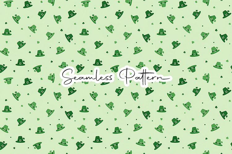 Green Leprechaun Hat Seamless Pattern - Leprechaun & Clovers