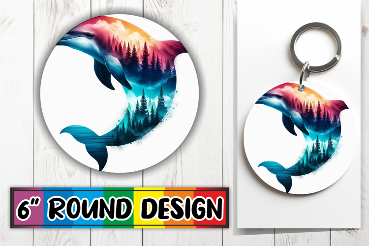 Blissful Keychain Circle PNG Style, Animals Art