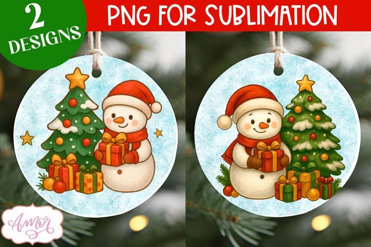 Christmas ornament PNG sublimation, Cute snowman ornament