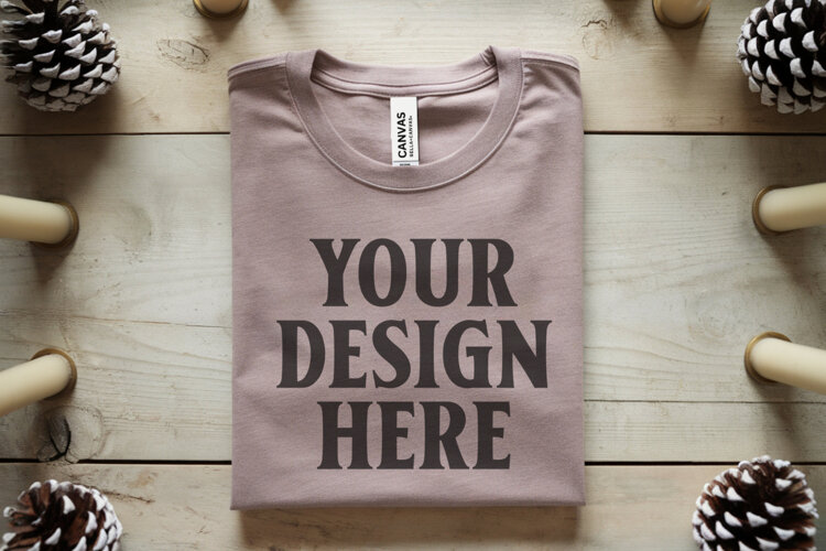 Christmas Bella Canvas 3001 Heather Dust Folded Tshirt Mocku example image 1