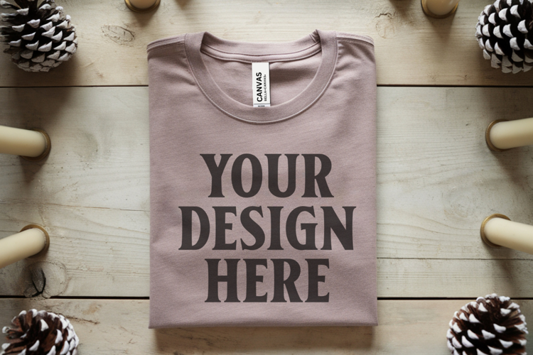 Christmas Bella Canvas 3001 Heather Dust Folded Tshirt Mocku