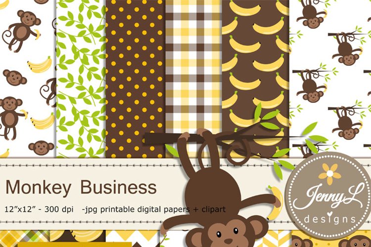 Monkey Digital papers and Monkey Clipart example image 1