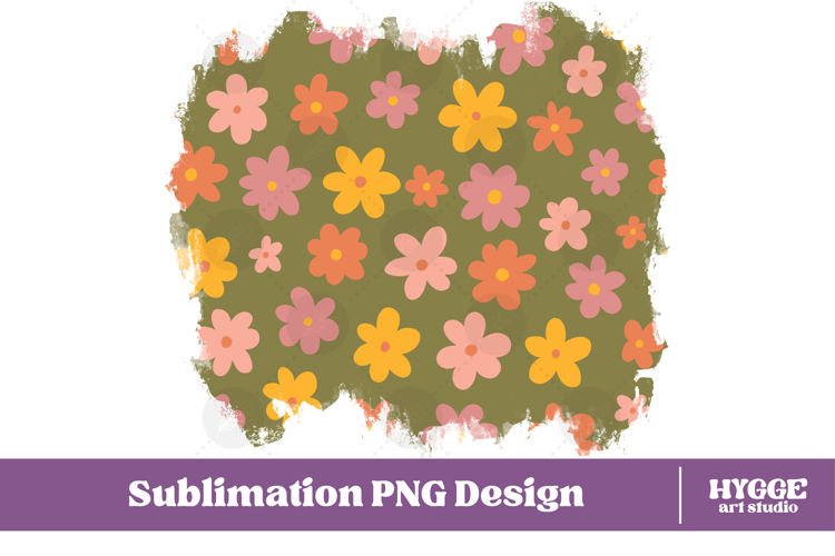 Retro Flowers Background Png Floral Paper Sublimation Splash