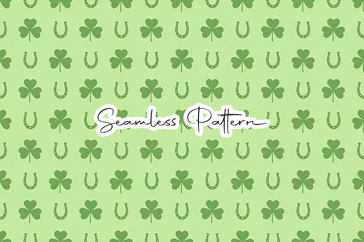 Horseshoe and Shamrock Seamless Pattern