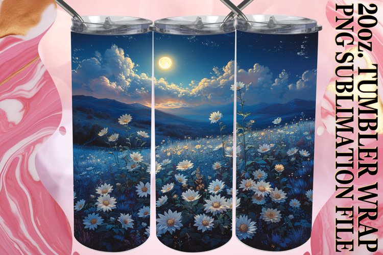 Colorful Meadow of Flowers Tumbler Sublimation Design example image 1