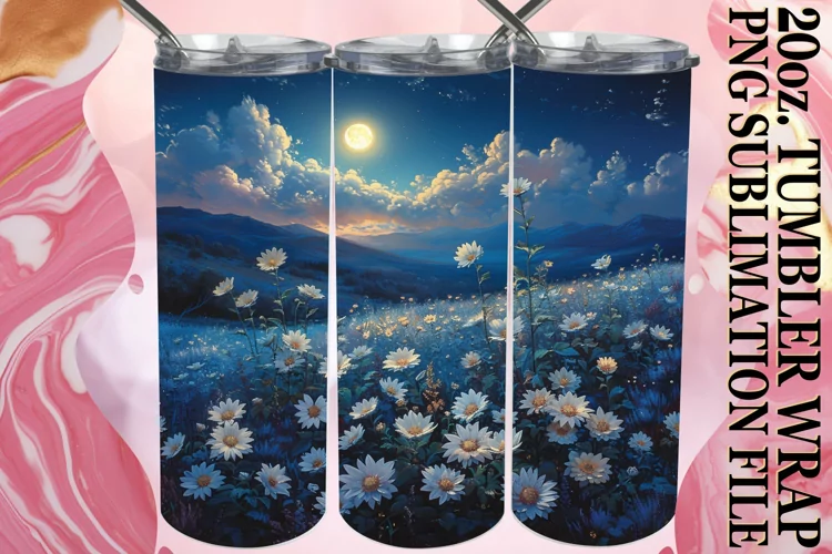 Colorful Meadow of Flowers Tumbler Sublimation Design