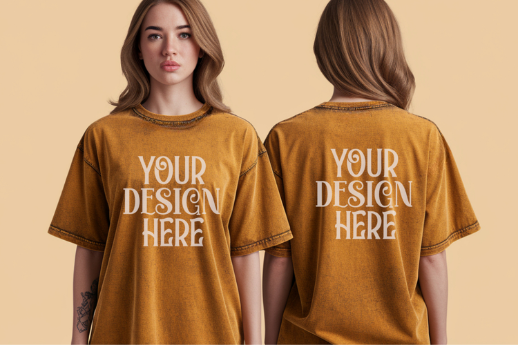 Mustard Comfort Colors 1717 Front & back T shirt Mockup