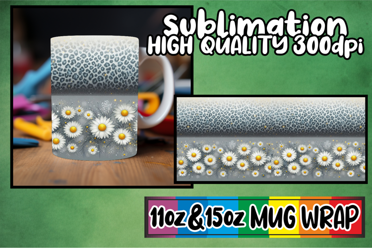Simply stunning sublimation 11oz 15oz mug wrap, Leopard Prin