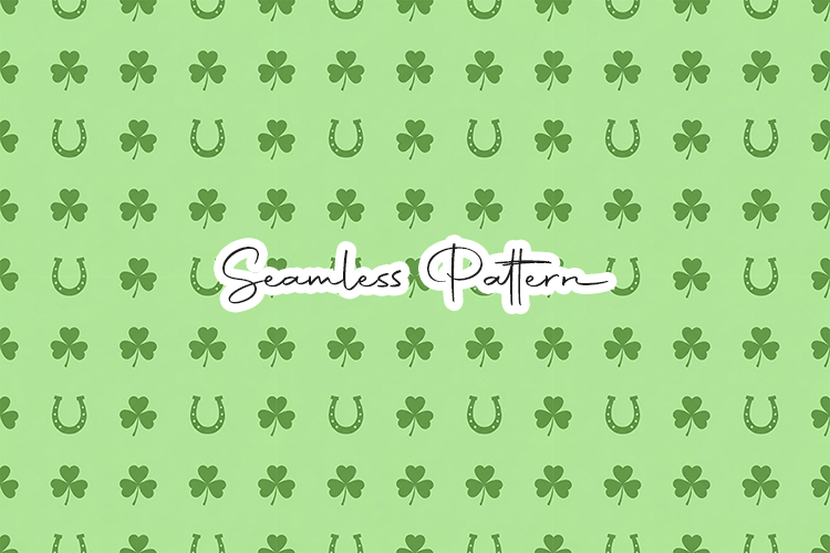 Minimalist Horseshoe Clover Pattern - Leprechaun & Clovers