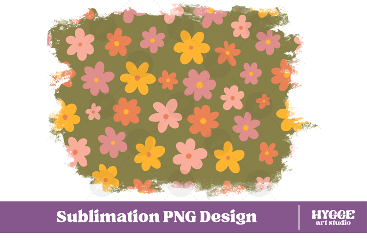 Retro Flowers Background Png Floral Paper Sublimation Splash