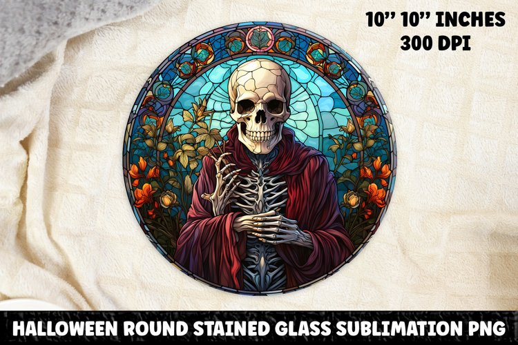 Halloween Stained Glass Sublimation PNG | Skull | Ghost