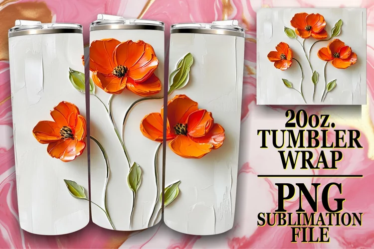 Elegant Bloom Harmony: Tumbler Wrap Sublimation