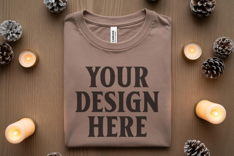 Christmas Bella Canvas 3001 Heather Dust Folded Tshirt Mocku