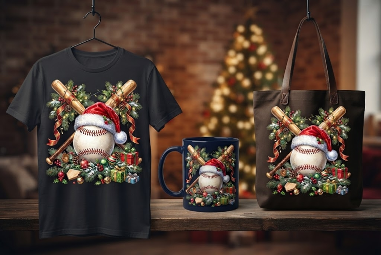 Christmas Baseball Holiday Design
