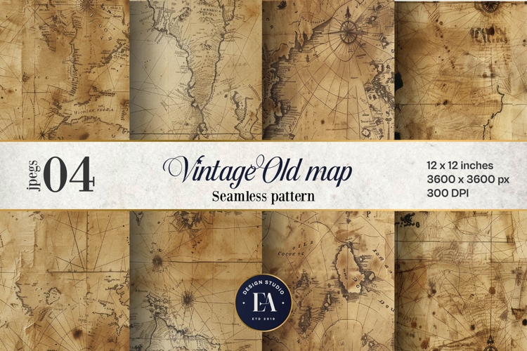 Vintage World Maps Pattern, Junk journal papers