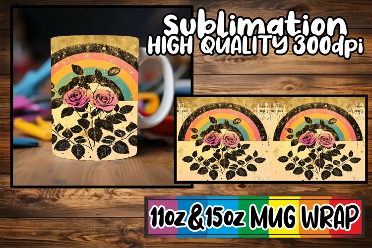 Sweet nostalgia 11oz 15oz sublimation wrap, Flower