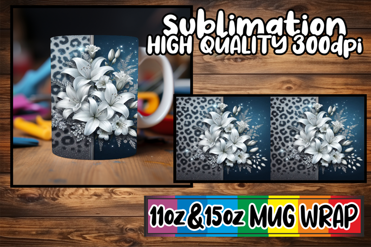 Breathtaking style sublimation 11oz 15oz mug wrap, Leopard P