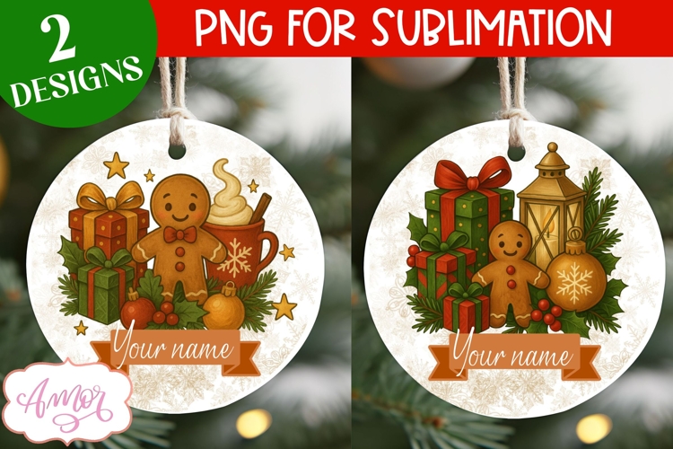 Custom Christmas ornament PNG, Gingerbread man ornament png