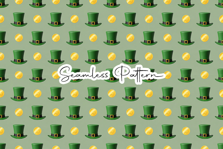Leprechaun Hat and Gold Coin Pattern - Leprechaun & Clovers