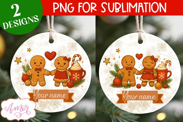 Custom Christmas ornament PNG, Gingerbread man ornament png