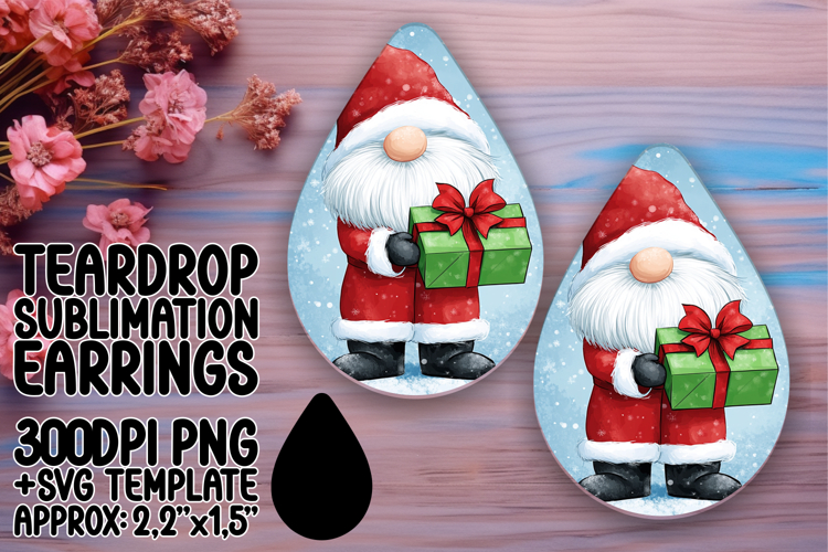 Whimsical Teardrop Earrings Design PNG , Gnome