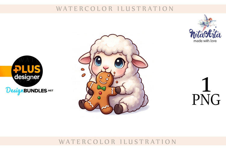 Christmas Sheep in Watercolor Style example image 1