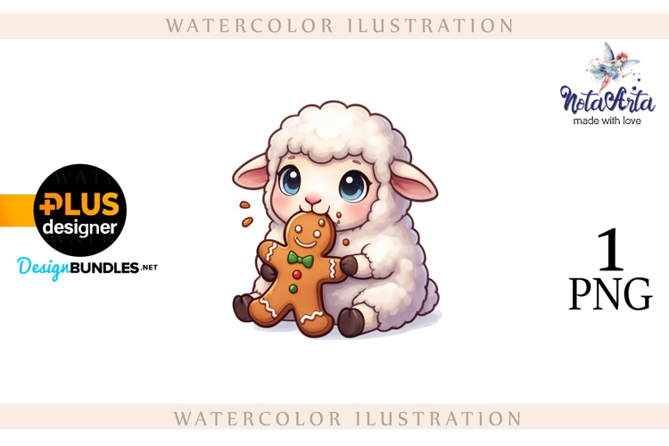 Christmas Sheep in Watercolor Style