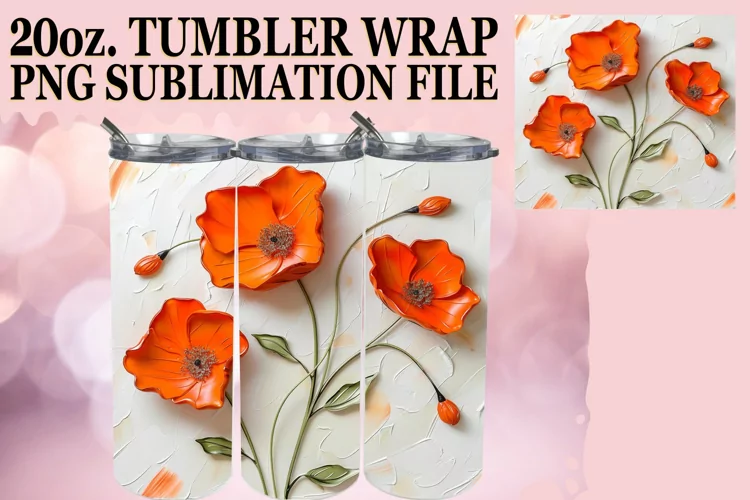 White Bloom Radiance: 3D Tumbler Sublimation