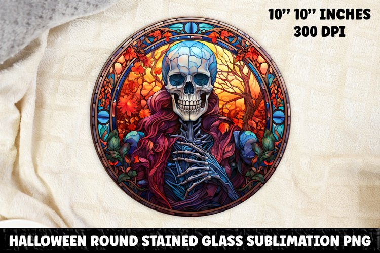 Halloween Stained Glass Sublimation PNG | Skull | Ghost