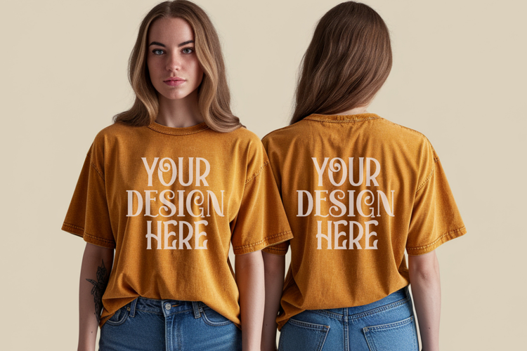 Mustard Comfort Colors 1717 Front & back T shirt Mockup