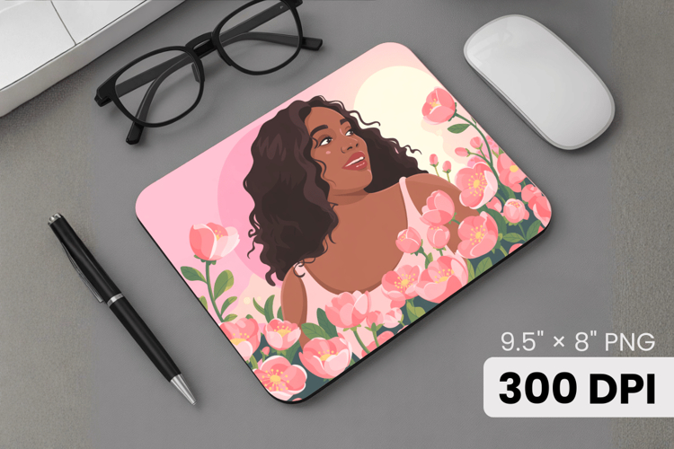 Afro Girl / Woman braided hair Mouse Pad, Black Queen PNG