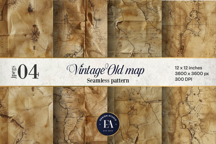 Vintage World Maps Pattern, Junk journal papers