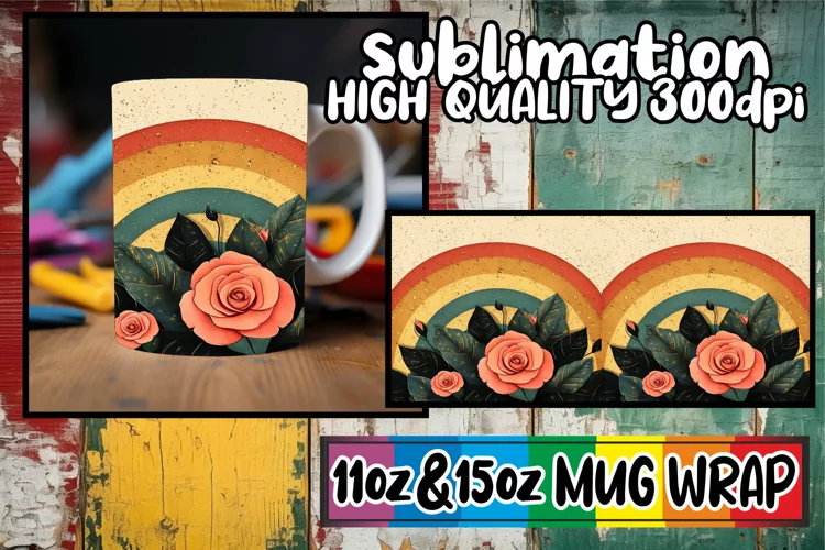 Vibrant afternoons 11oz 15oz sublimation wrap, Flower
