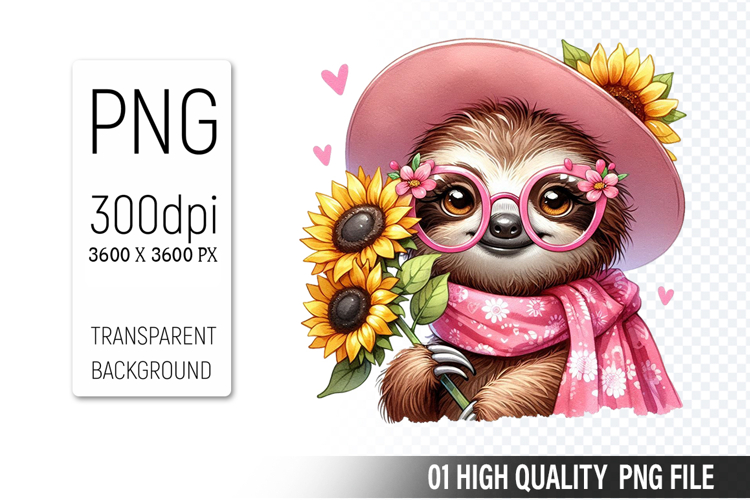 Cute Sloth, Animal Sublimation Clipart PNG
