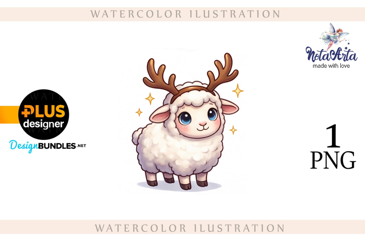 Christmas Sheep in Watercolor Style