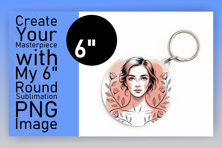 Whimsical Circle Design Keychain Template , Beauty Woman