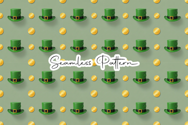 Irish Hat and Rainbow Stripe Pattern - Leprechaun & Clovers