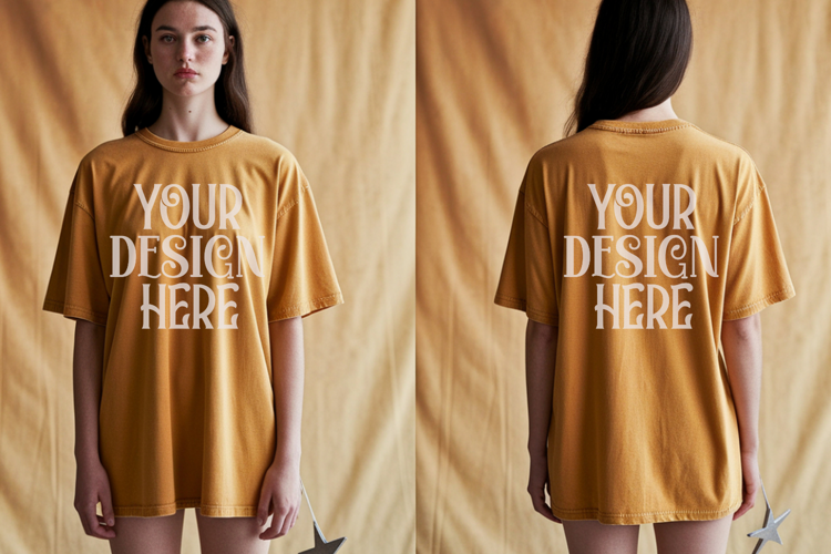 Mustard Comfort Colors 1717 Front & back T shirt Mockup