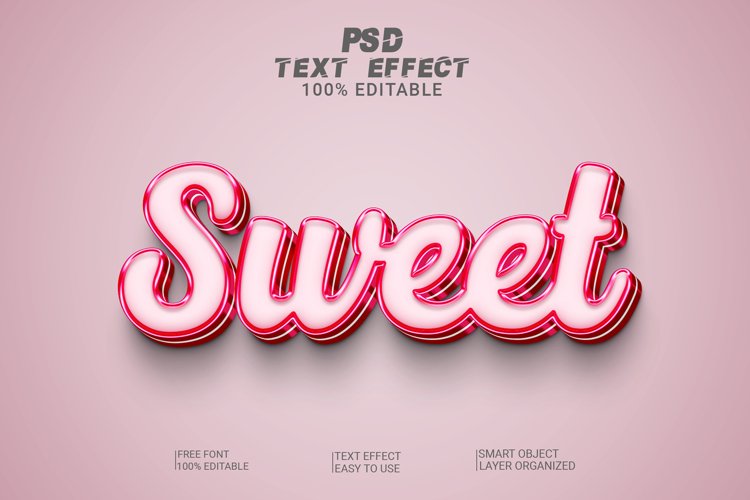 PSD 3d Sweet text effect style