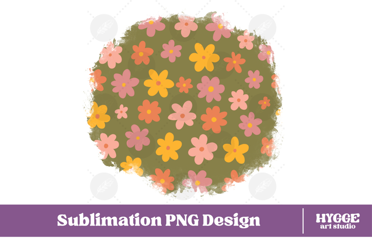 Retro Flowers Background Png Floral Paper Sublimation Splash