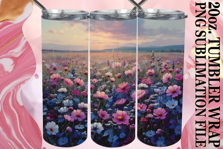 Joyful Spring Meadow of Flowers Tumbler Sublimation