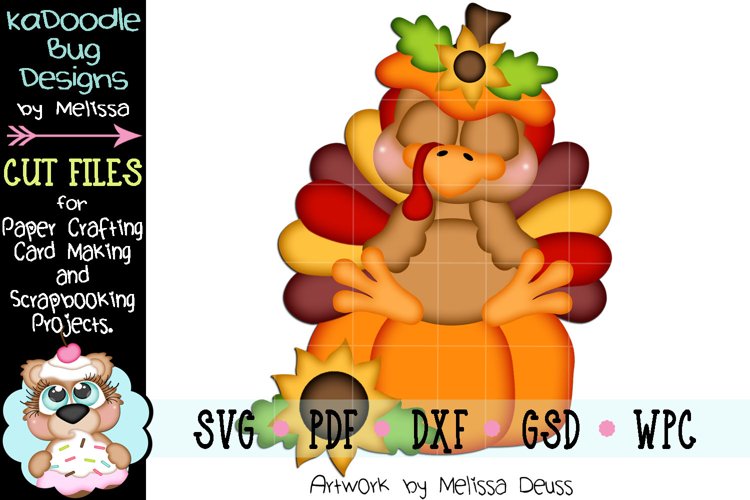 Sleeping Pumpkin Turkey Cut File - SVG PDF DXF GSD WPC example image 1
