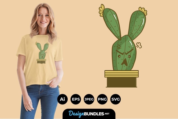 Angry Cactus for T-Shirt Design example image 1