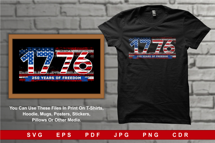 Illustration American Flag - 1776 250 Years Of Freedom