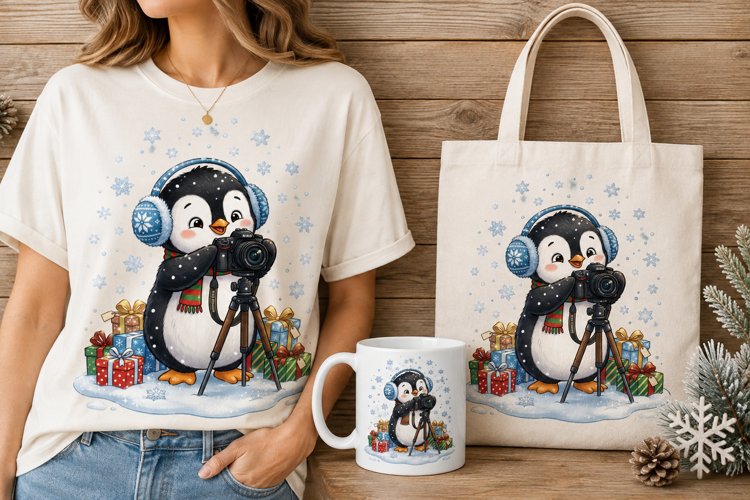 Cute Penguin Photographer Christmas Gifts Winter Art