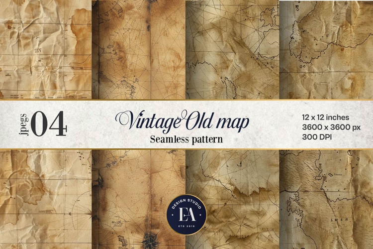 Vintage World Maps Pattern, Junk journal papers