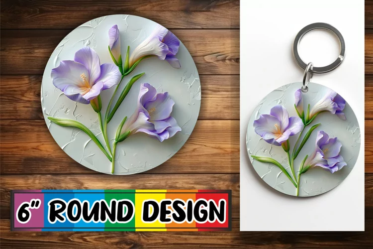 Elegant Bloom Serenity: 3D Circle Design Sublimation