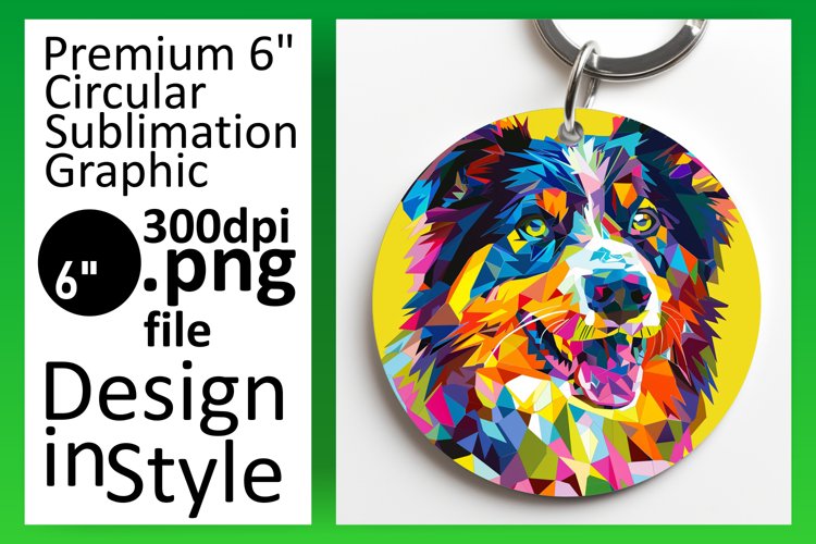 Artful Dog Round Design Keychain Sublimation Pattern example image 1